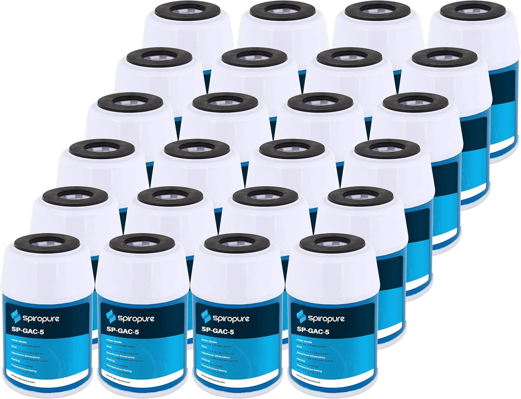 SpiroPure SP-GAC-5 5x2.5 20 Micron Coconut Shell Granular Activated Carbon (GAC) Water Filter Cartridge GAC-5 155110-43 (Case of 24)
