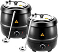 Suclain 2 10.5 Quart Commercial Soup Warmer 110v Electric Large Commercial Soup Kettle Warmer with 2 Ladles Stainless Steel Hinged Lid Detachable Pot Portable Electric Pot for Family Gathering