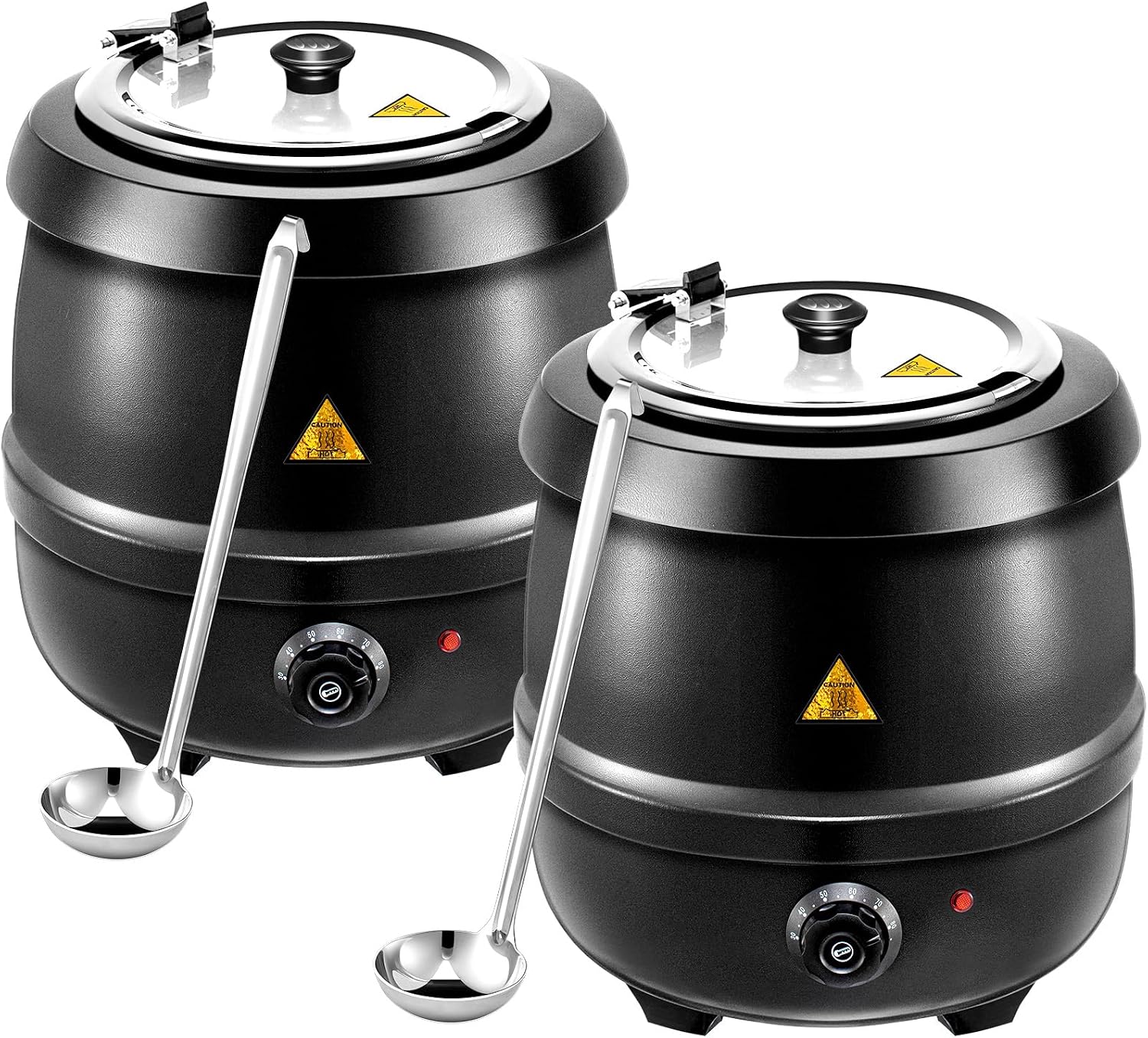 Suclain 2 10.5 Quart Commercial Soup Warmer 110v Electric Large Commercial Soup Kettle Warmer with 2 Ladles Stainless Steel Hinged Lid Detachable Pot Portable Electric Pot for Family Gathering