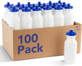 ZETY Bulk Water Bottles 100 Pack - 20 Ounce Reusable bottles Bulk - BPA-Free Easy Open Spin off Cap - Top-Rack - Dishwasher Safe - Sports Bottles (Plastic)