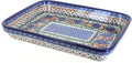 Blue Rose Polish Pottery - Orange Ashley Medium Rectangular Baker - 12' x 9.25' - Unique, Dishwasher Safe, & Durable Bakeware