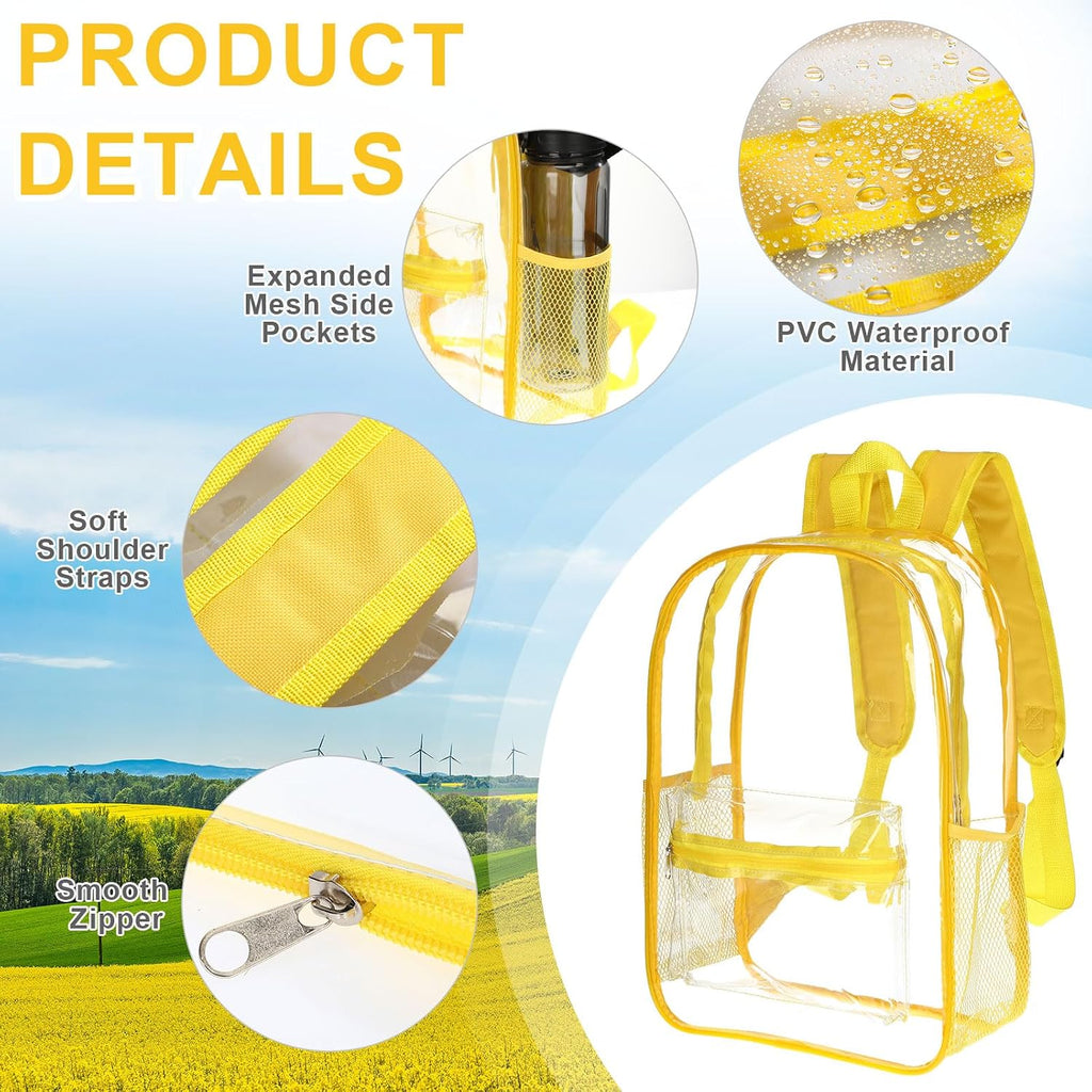 Cholemy 24 Set Clear Backpack with Pencil Case Bulk Heavy Duty PVC Transparent School Bag for Students Women Men Travel(Multicolor)