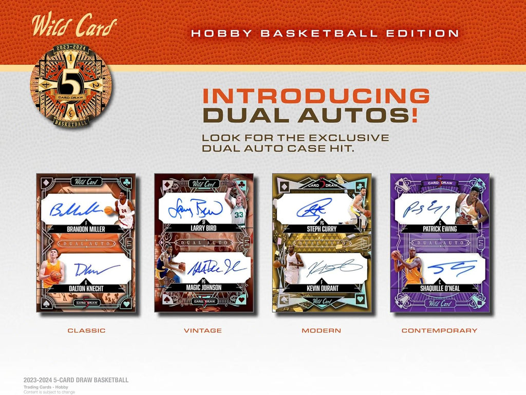 2023/2024 Wild Card Five Card Draw Basketball Hobby Trading Card Box 5 Autographs
