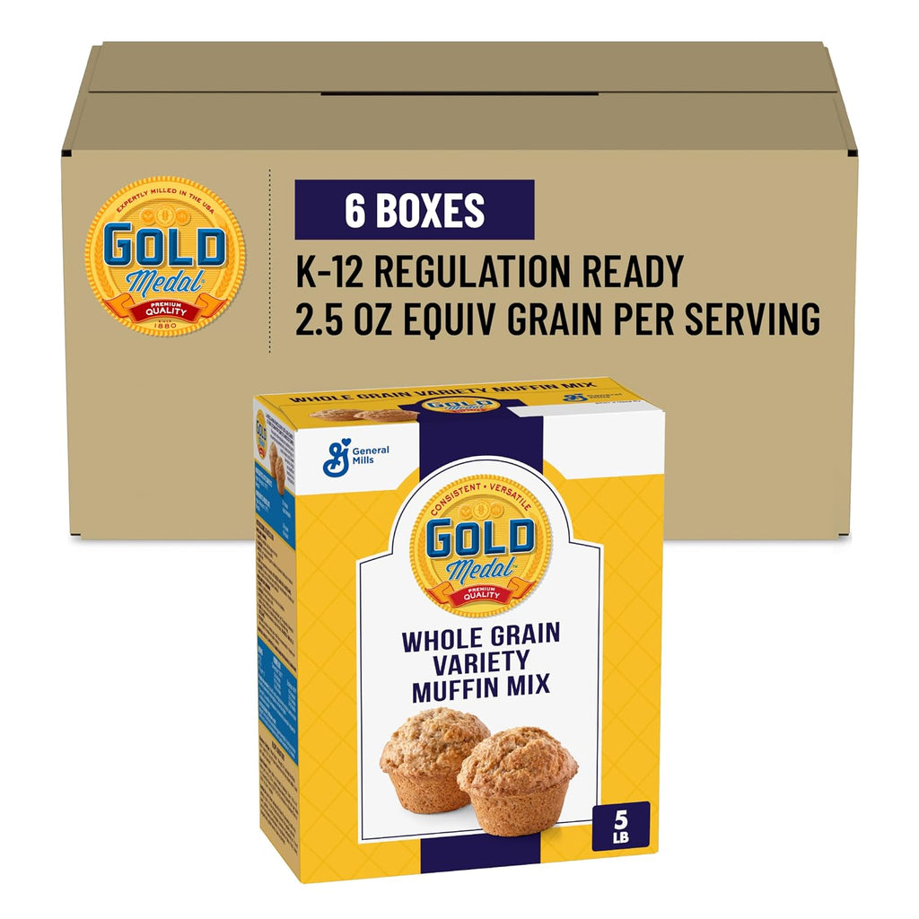 Gold Medal Whole Grain Variety Muffin Mix, 5 Lb Box (Pack of 6)