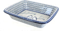 Blue Rose Polish Pottery - Bluebird Medium Rectangular Baker - 12.25' x 10' - Unique, Dishwasher Safe, & Durable Bakeware