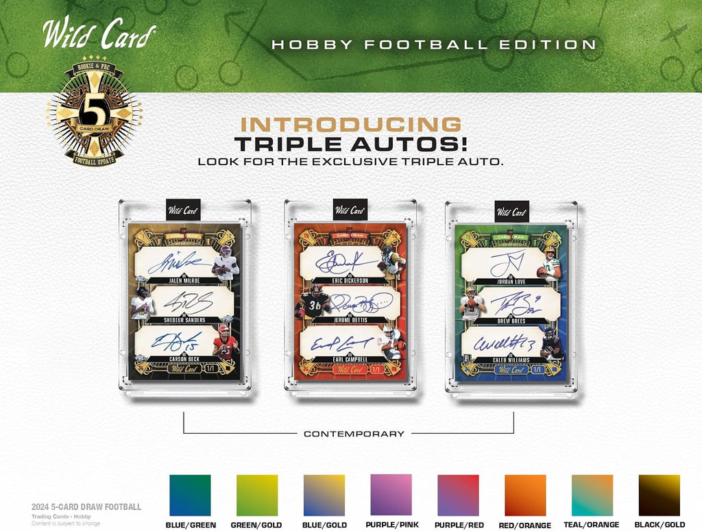 2024 Wild Card 5 Card Draw Football Hobby Trading Card Box (5 Encased Autographs Per Hobby Box including a 1/1)