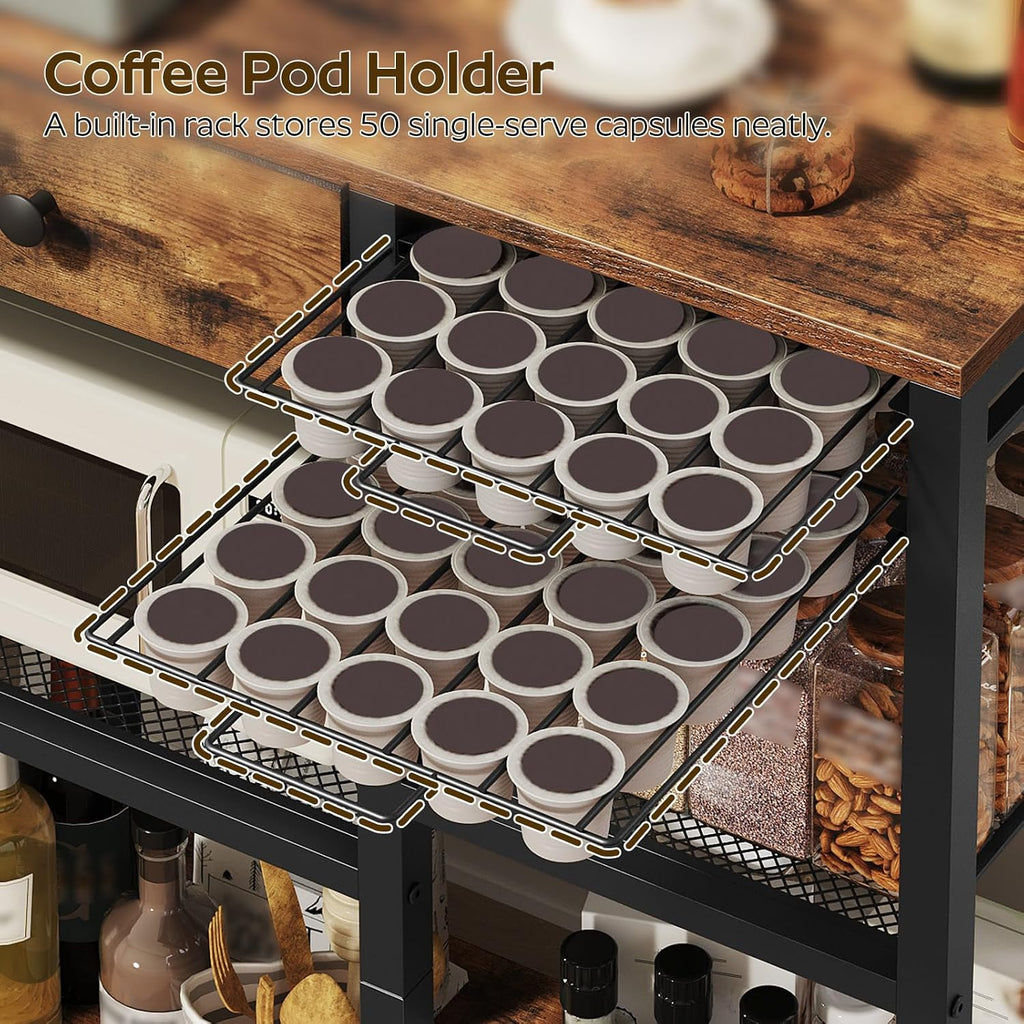 YATINEY Bakers Rack with Power Outlet, Microwave Stand with Paper Holder, Bakers Rack with Storage, HB02UBR-KF60BRY1
