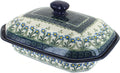 Blue Rose Polish Pottery - Blue Posy Medium Covered Baker - 3 Cup Capcaity - Unique, Dishwasher Safe, & Durable Bakeware