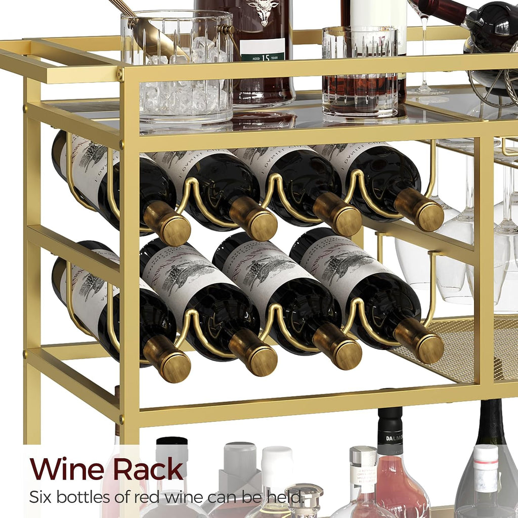 MAHANCRIS Bakers Rack with Power Outlet and Bar Cart for Home Bundle, 3-Tier Serving Cart, BRHB40E01-RCGD81B01