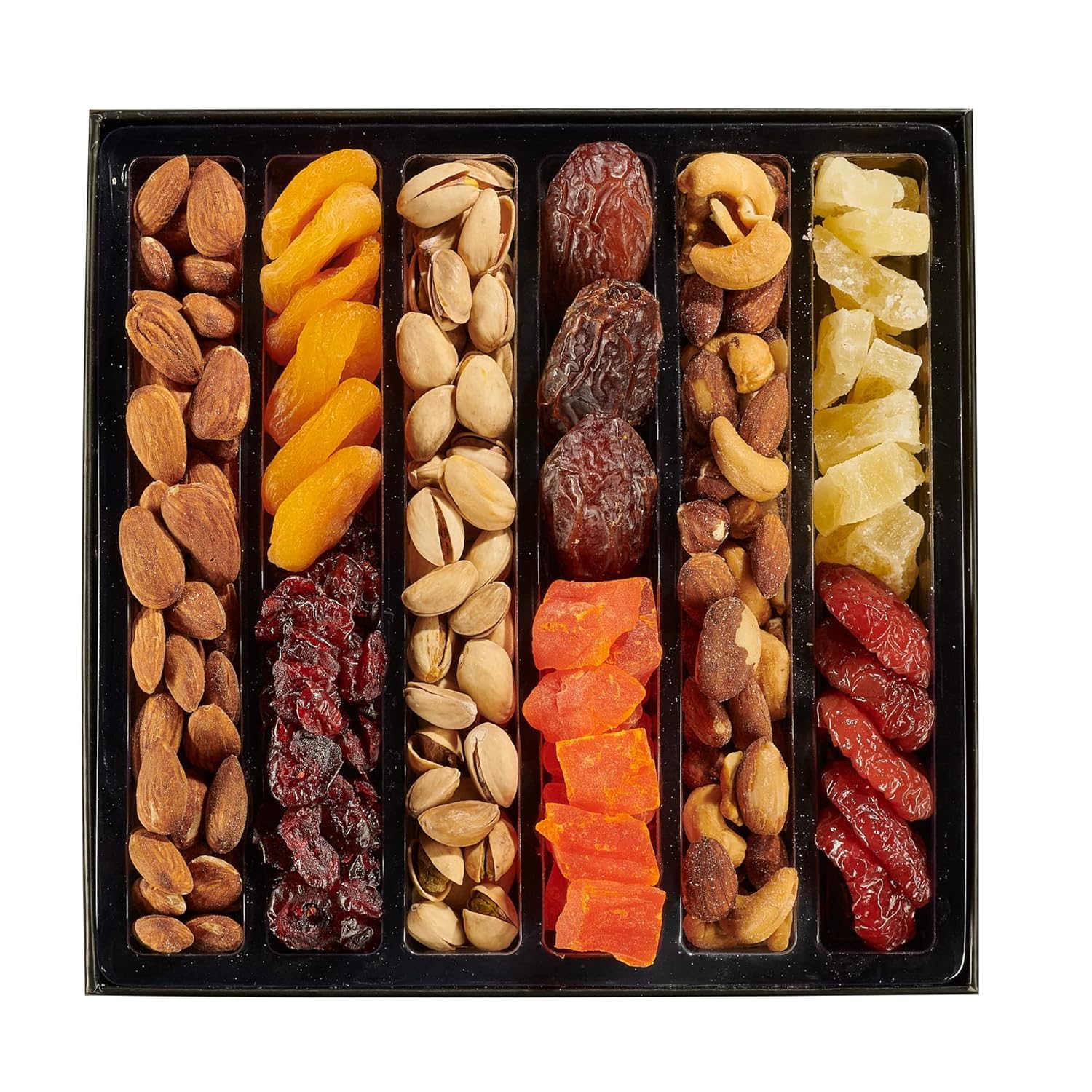 Dried Fruit & Nuts Gift Basket Arrangement Platter, Gourmet Food Snack Box, For Christmas, New Years, Birthday Care Package, Healthy Kosher - Her Him - 9 Snackberry Assortment (12-Pack)