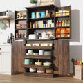 Hlivelood Farmhouse Kitchen Pantry Cabinet with 3 Drawers,71' Tall Rustic Wood Storage Cabinet with 6 Door Shelves,with Load-Bearing Steel Pipe,Pantry Organizers for Kitchen,Dining Room(Rustic Brown)
