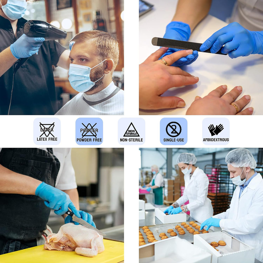 Safe Health NITRO-V Nitile-Vinyl Synthetic Exam Disposable Gloves, Blue, Medium, 16000 Pcs