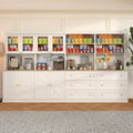 71' Tall Farmhouse Kitchen Pantry, Large Storage Cabinet with Glass Doors and Drawers, Freestanding Coffee Bar Hutch with Microwave Stand, Adjustable Shelves for Kitchen, Living Room, White 4 Pcs