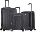 US ARMY Fox Pro 3 Pcs Set Expandable Suitcase with TSA Lock | 20, 24, 28 inch Lightweight Hardshell Luggage with Spinner Wheels, Chevron Icon, Gel Handle, Retractable Trolley, Side Studs | Black