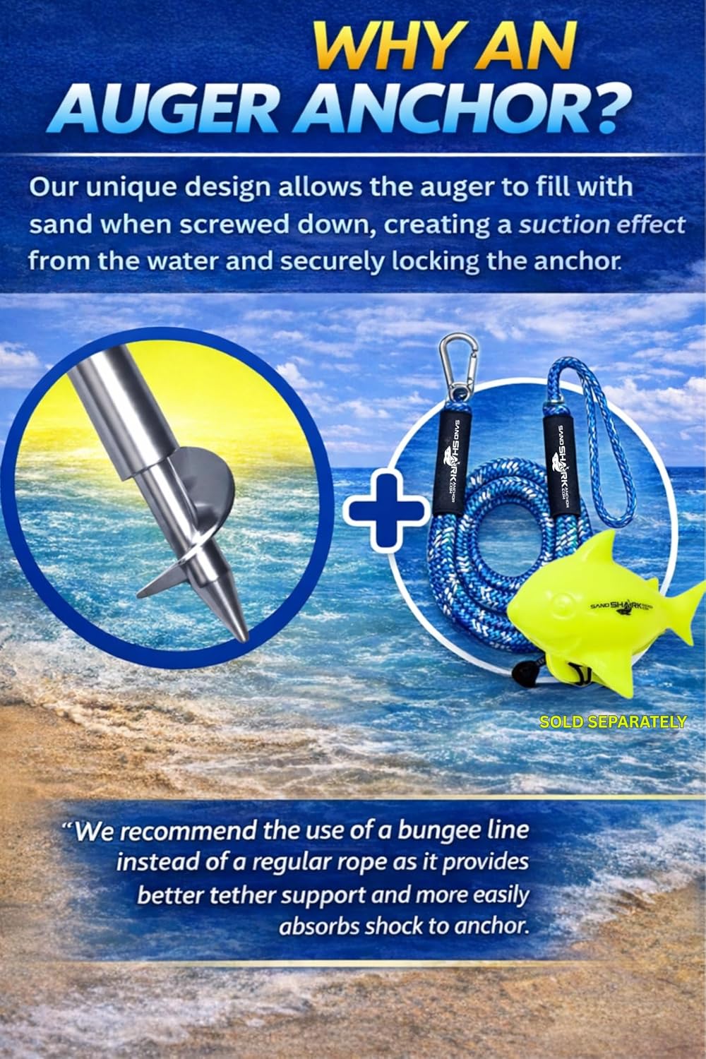 SandShark Anchor - Premium Screw in Boat Anchor, Pontoon Boat Anchor, Stainless Steel Shallow Water Anchor Pole, Sand Anchor w/Case - Essential Pontoon Boat Accessories