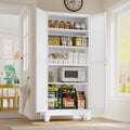 GAIOUS 71' Tall Metal Storage Cabinet with 2 Doors and 4 Adjustable Shelves, Kitchen Pantry Cabinet White Freestanding Cupboard, 5 Tier Multifunctional Steel Storage for Office, Kitchen, Dining Room