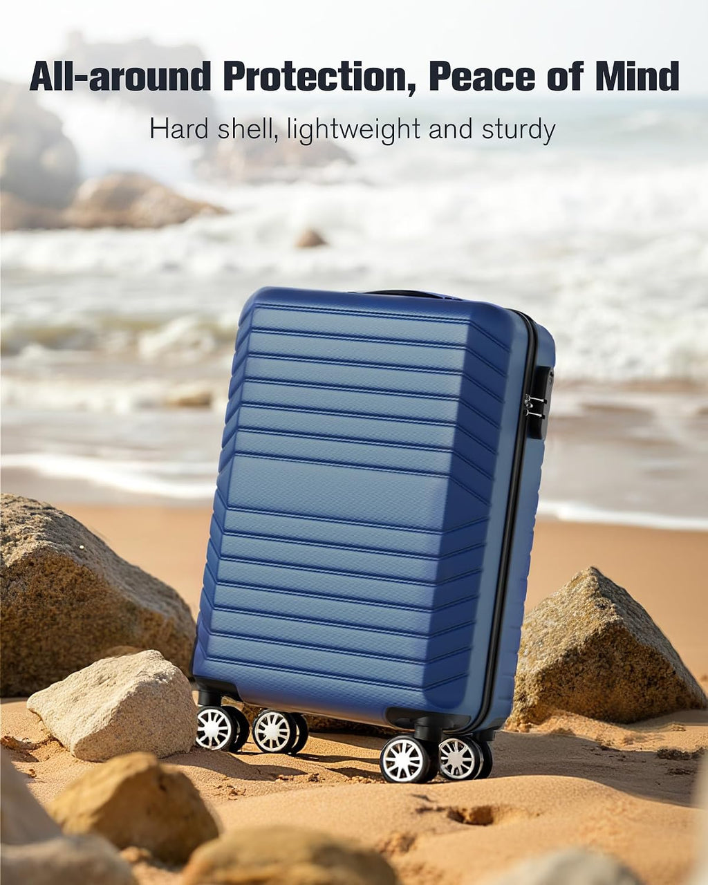 10 Piece Luggage Sets, 3 Piece Suitcase Set, 20 inch Carry on Luggage, 24 inch and 28 inch Checked Luggage with 7PC Packing Bags