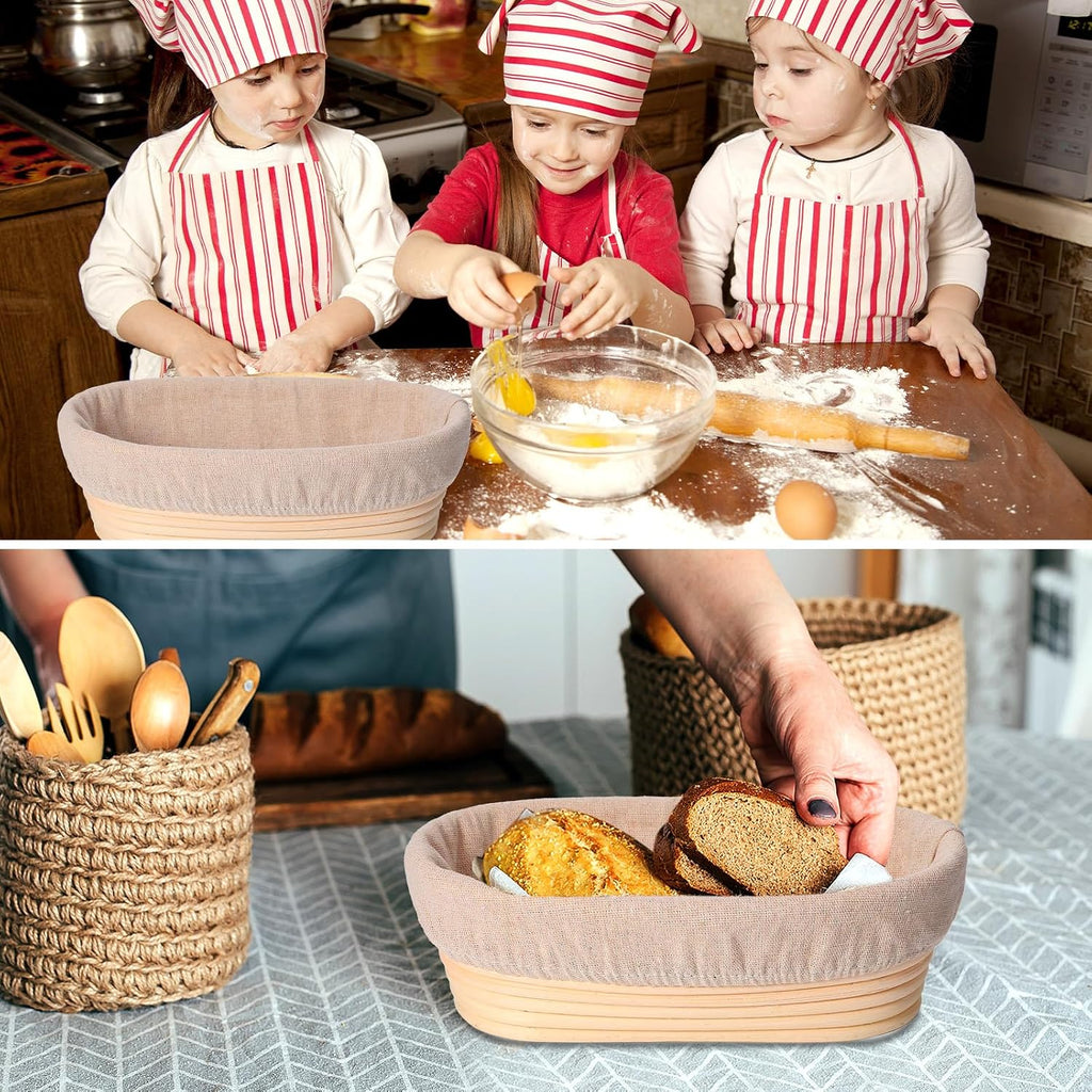 Gejoy 20 Sets Bread Proofing Baskets Bulk Banneton Dough Proofing Bowls Kit with Cloth Liner Sourdough Basket for Home Sourdough Bakers Supplies (Oval,10 Inch)