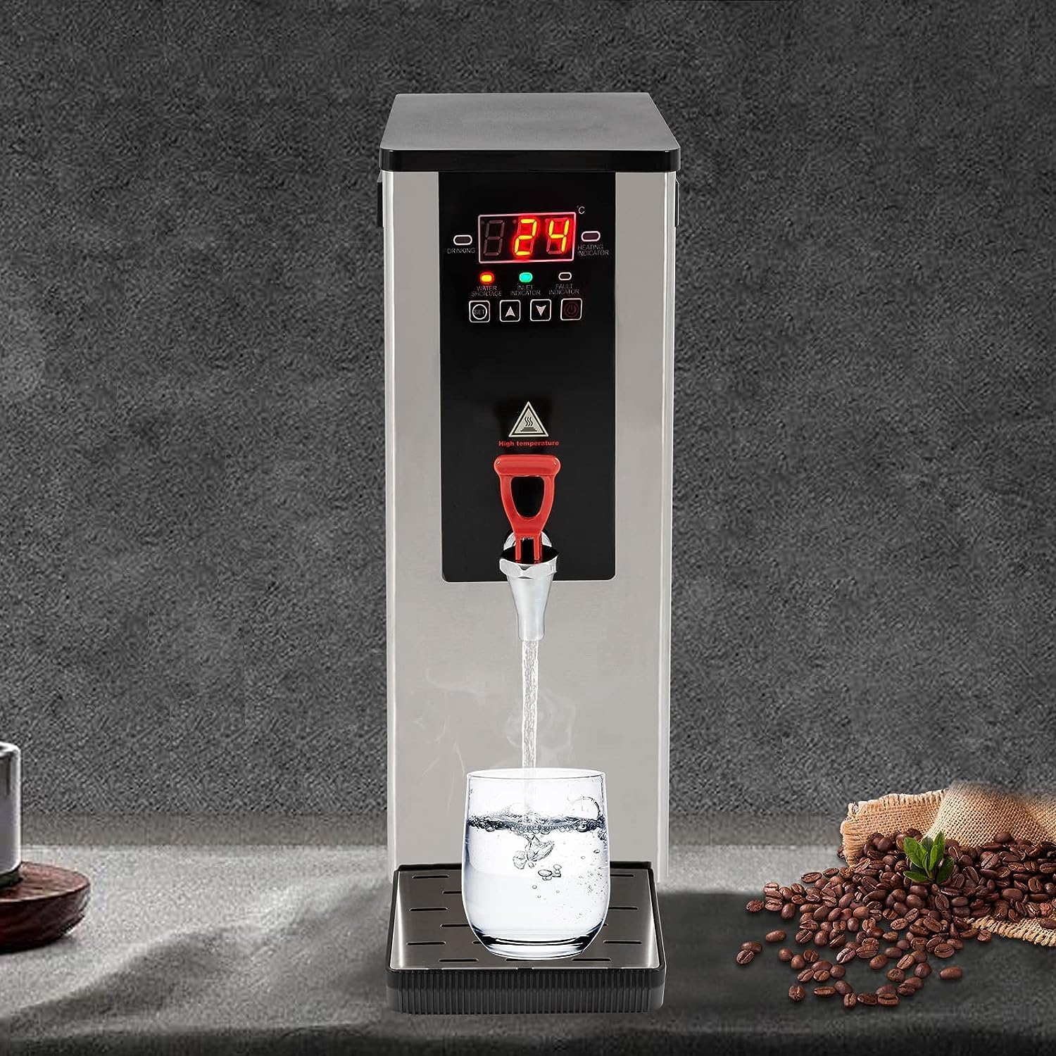 2400W Electric Commercial Water Boiler and Dispenser - 10L Stainless Steel Automatic Hot Water Machine with LCD Display and Faucet for Tea Coffee - Instant Boiling Water!