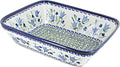 Blue Rose Polish Pottery Blue Tulip Medium Deep Baker