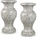 Cemetery Vase, Turned Granite Vase Polished, Memorial Stone Vases with Draining Holes for Home Tabletop, Cemetery Flowers, Grave Headstone Decorations (2Pcs, Grey)