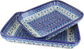 Blue Rose Polish Pottery - Blue Savannah Rectangular Baker Set - 2 Bakers - Unique, Dishwasher Safe, & Durable Bakeware