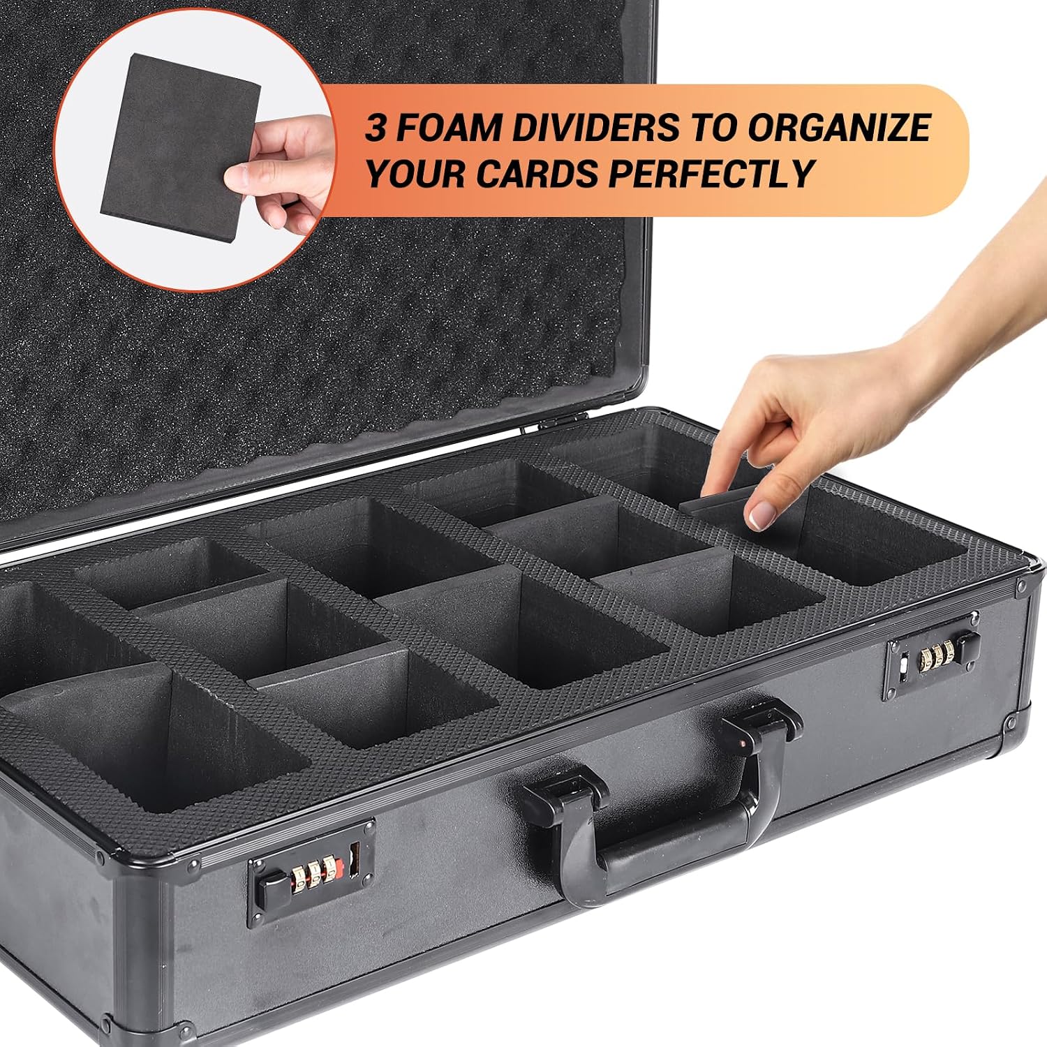 Graded Card Storage Box 5 Slots, PSA/BGS Graded Slabs-Collector Box for Trading & Sports Cards with Coded Lock, Easy to Carry(No Card)