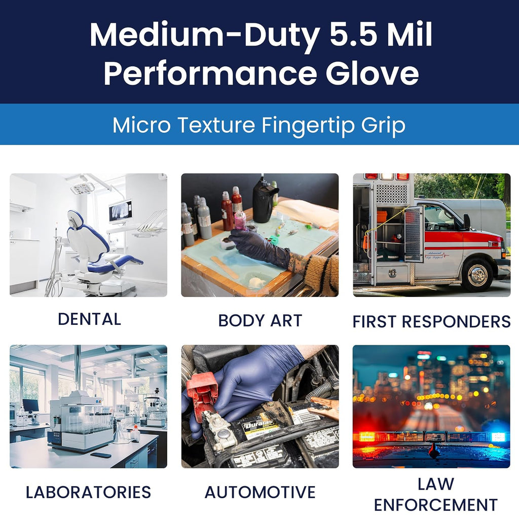 Adenna GL-NCF235BKFS KODA 5.5 mil Powder-Free Nitrile Exam Gloves for Sensitive Skin, Medical Grade, Dusk Blue, Small- Pack of 10, Count 1000