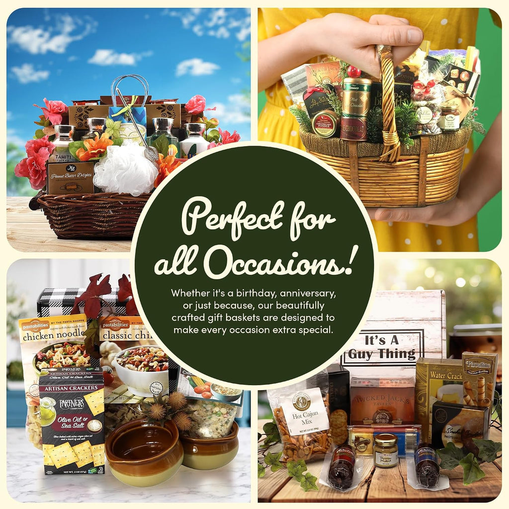 Gift Basket Village: Dad's Favorite XXL - Assorted Sausages, Cheese, Snacks, Mustard & Sweets – Gourmet Basket for Family, Welcome or Sympathy, Perfect for Family and Men, Large Size - 9.4 Pounds