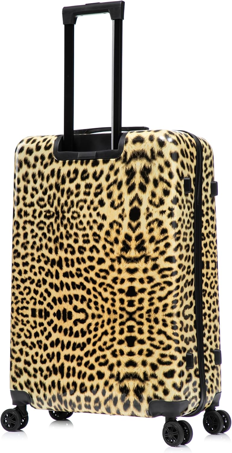 InUSA Cheetah Print Luggage with Spinner Wheels | Durable Lightweight Hardside Suitcase | Travel Bag with Handle and Trolley | (20in, 24in, 28in) 3 Piece Set