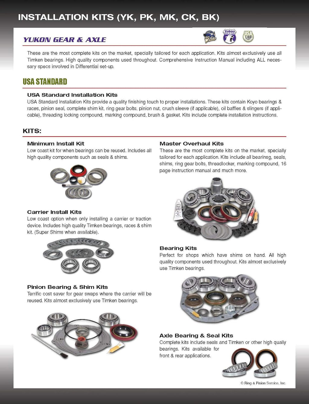 Yukon Master Overhaul kit for Ford 7.5' Differential