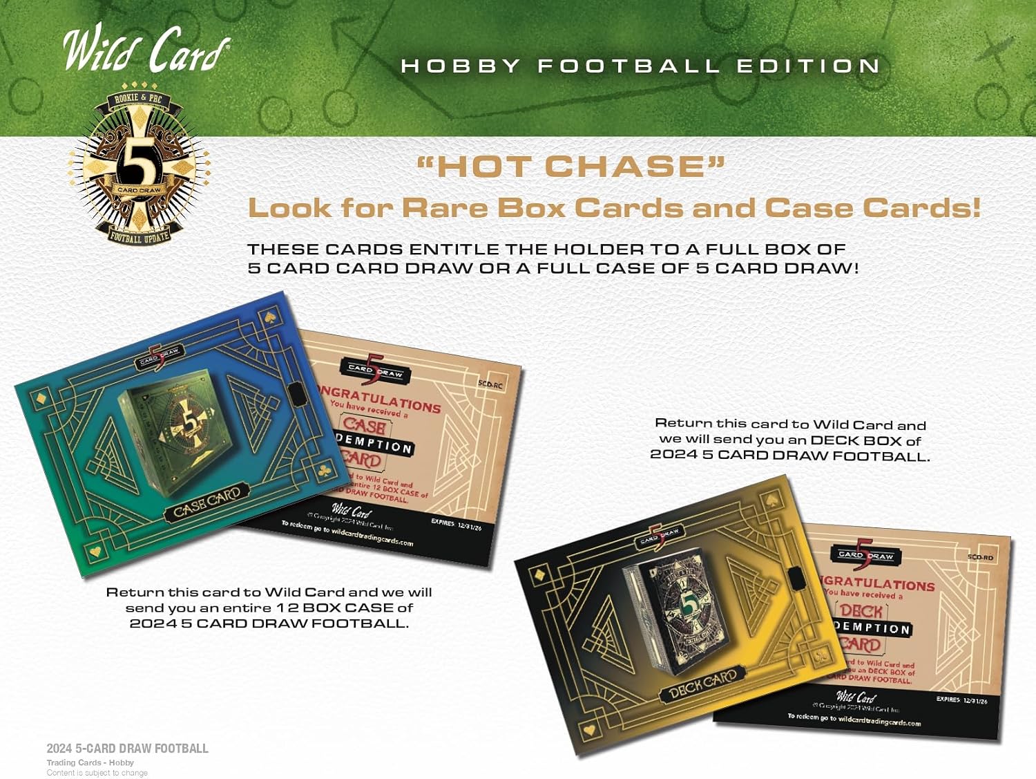 2024 Wild Card 5 Card Draw Football Hobby Trading Card Box (5 Encased Autographs Per Hobby Box including a 1/1)