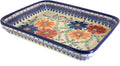 Blue Rose Polish Pottery - Orange Autumn Burst Medium Rectangular Baker - 12' x 9.25' - Unique, Dishwasher Safe, & Durable Bakeware