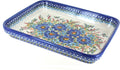 Blue Rose Polish Pottery - Garden of Blue Medium Rectangular Baker - 12' x 9.25' - Unique, Dishwasher Safe, & Durable Bakeware