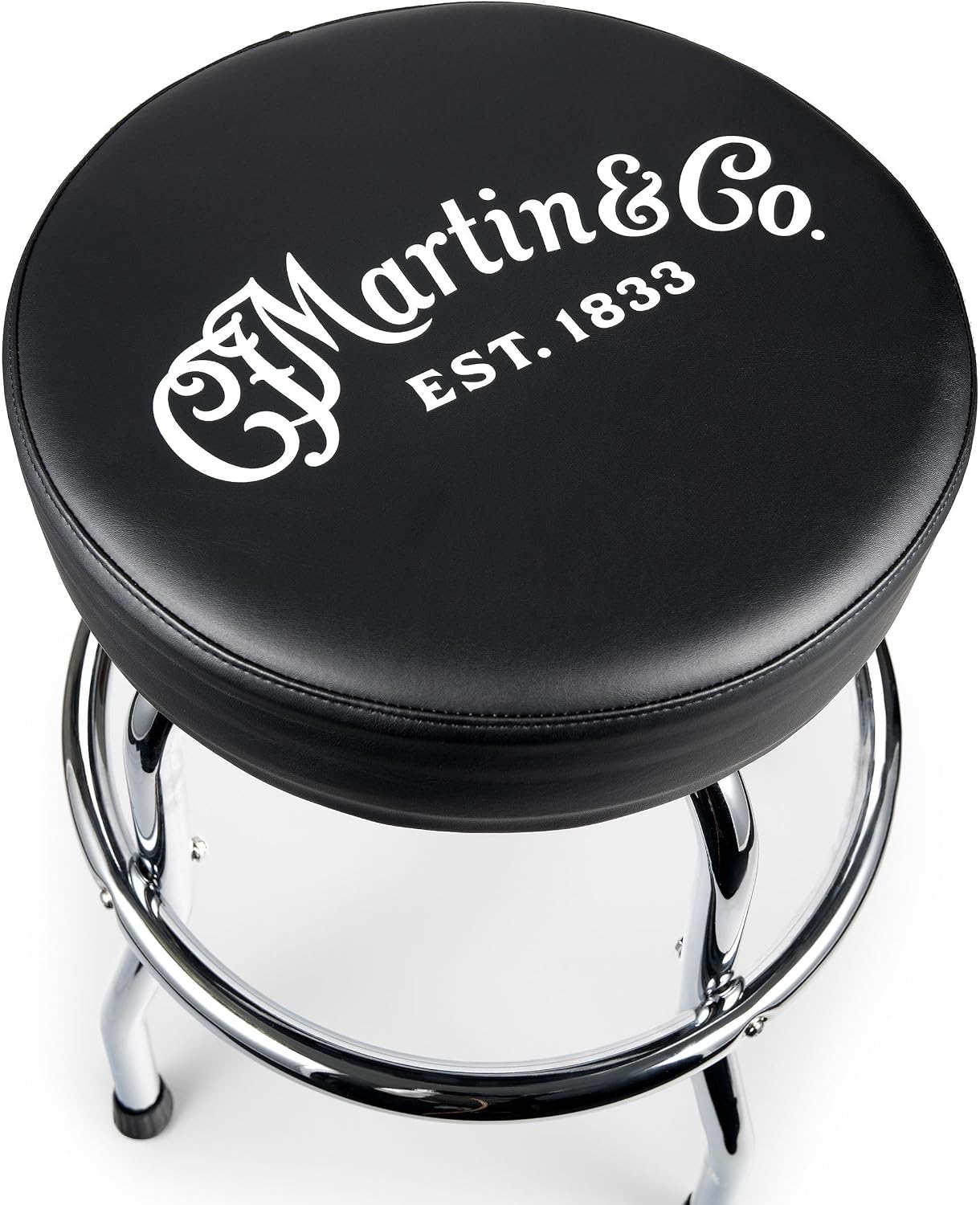 MARTIN Chrome Barstool – Swivel Guitar Stool with Black Seat and Chrome Base | 24.25'' Height | Music Room, Studio, or Home Bar Seating