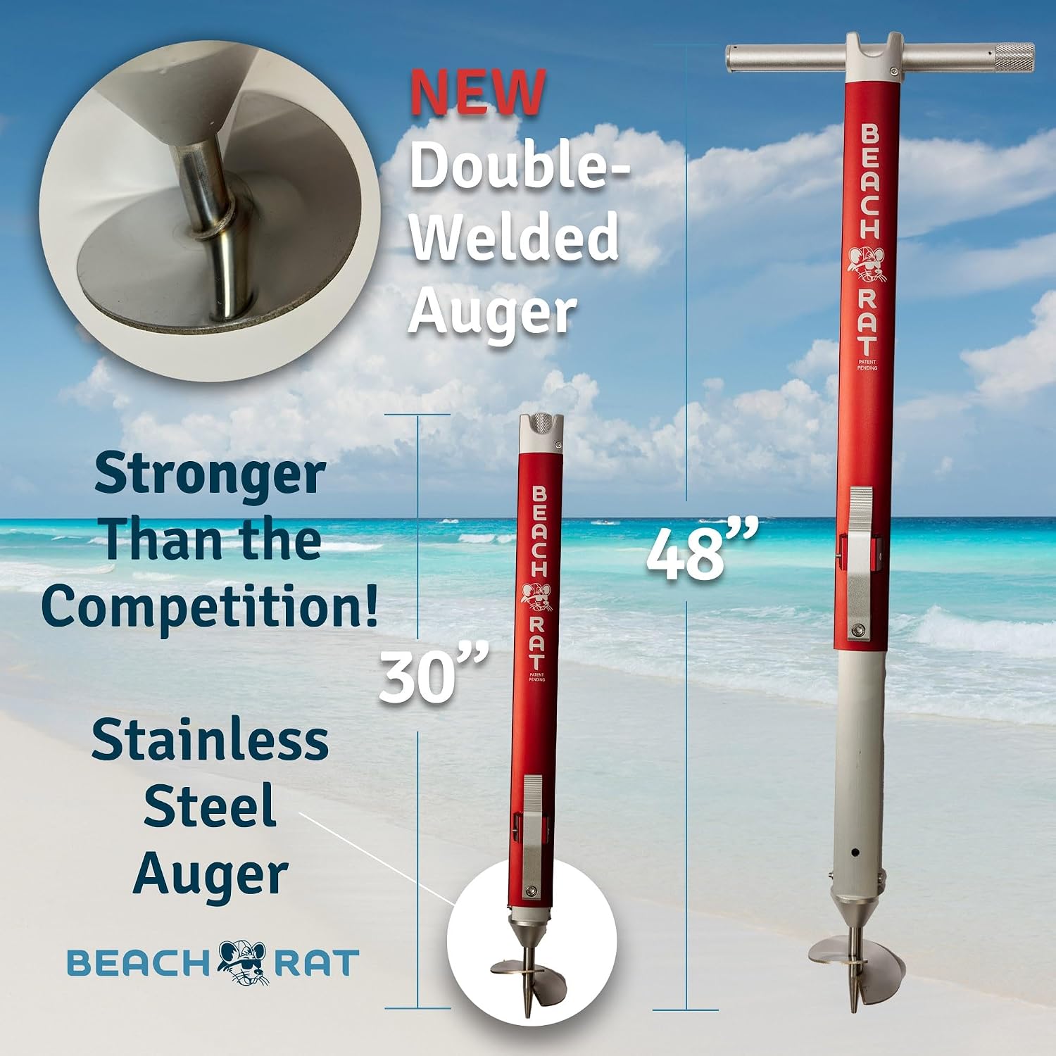 Beach Rat Anchor & Case - Pontoon, Tritoon, PWC Anchor - Shallow Water Boat Anchor & Sandbar Anchor, Screw in Boat Anchor, Stainless Steel & Aluminum Anchor Pole Accessory