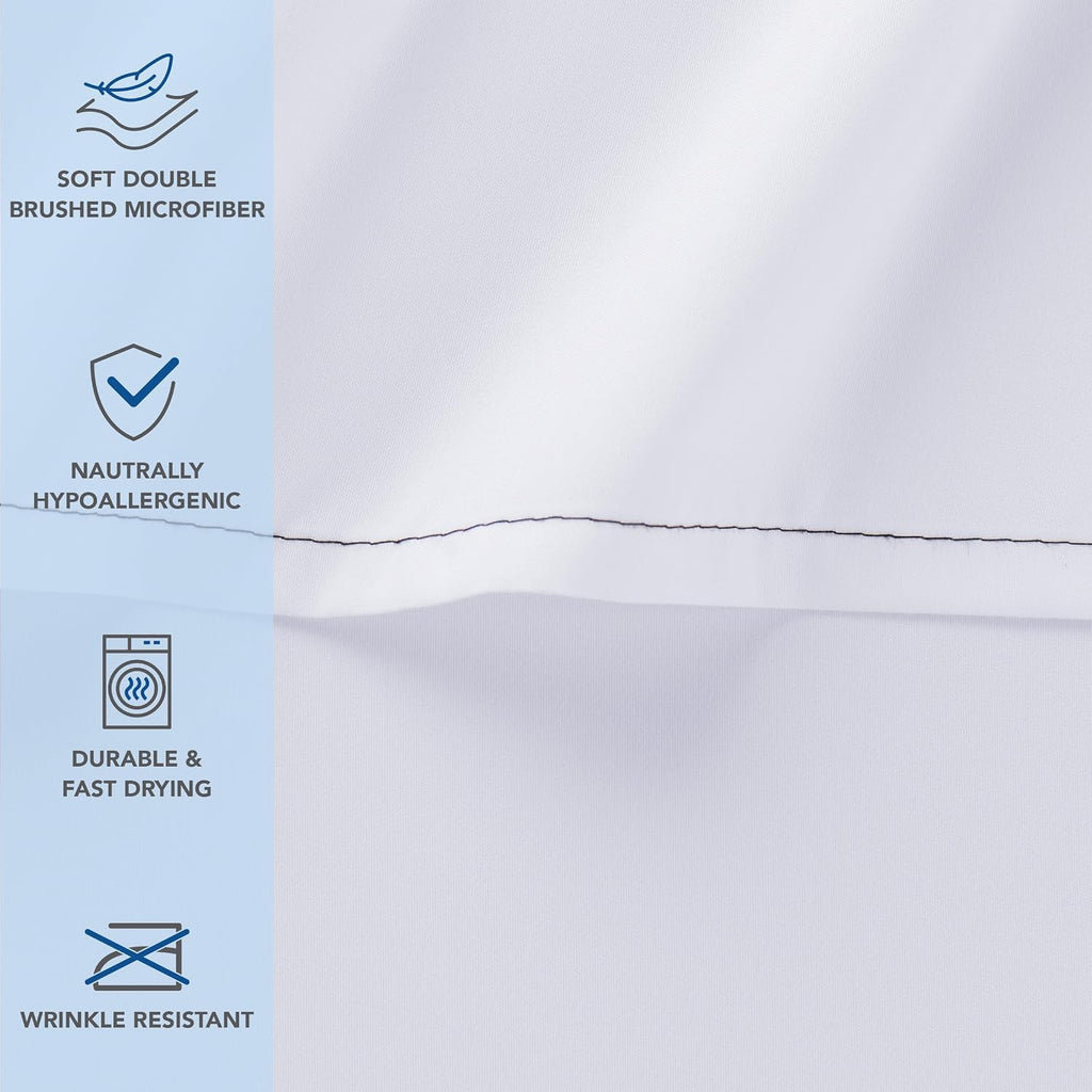 Arkwright Bulk Twin Flat Sheets - Case of 24 - Soft Brushed Microfiber Hypoallergenic Top Sheet only with Wrinkle Resistant, Bedding Essentials for Hosts and Hotels, White