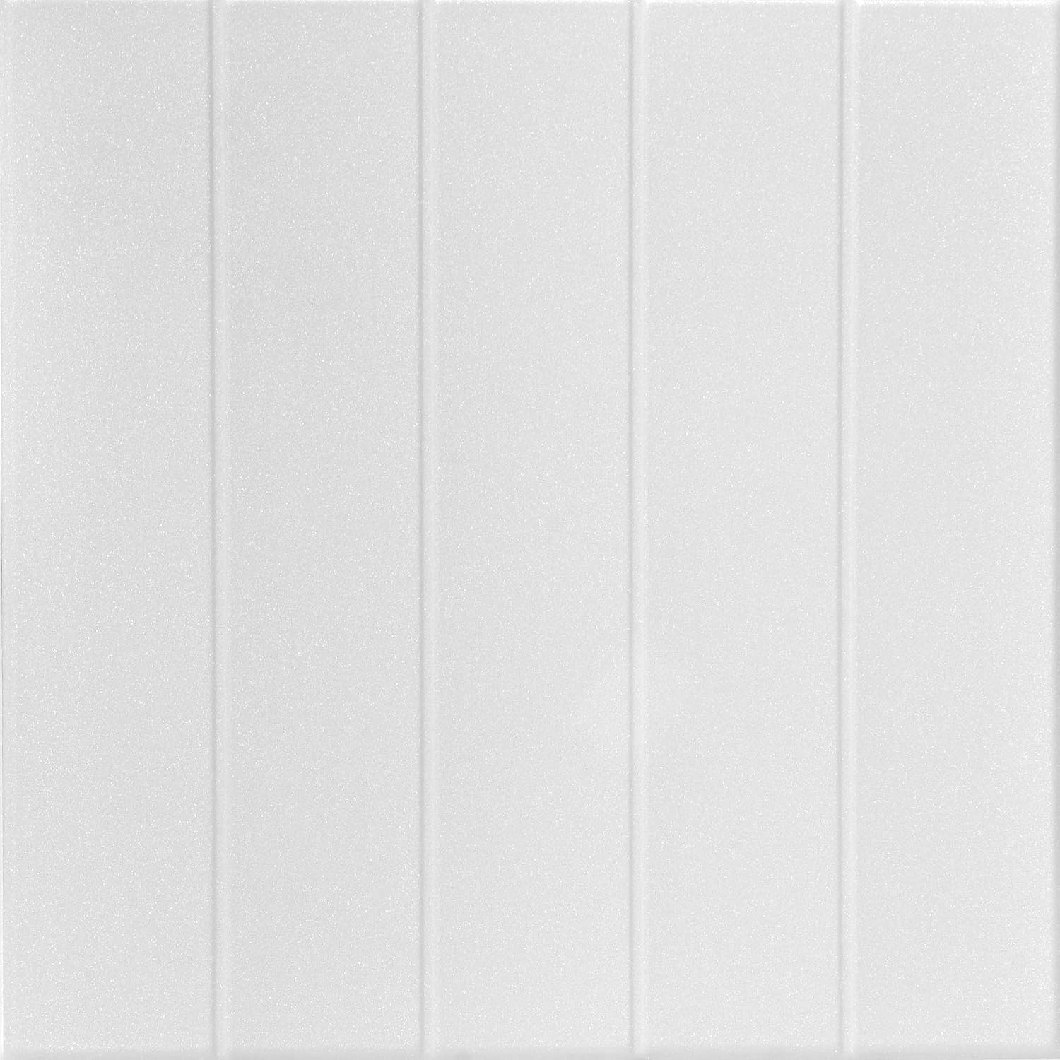 À LA MAISON CEILINGS R104 Bead Board Foam Glue-up Ceiling Tile (128 sq. ft./Case), Pack of 48, Plain White