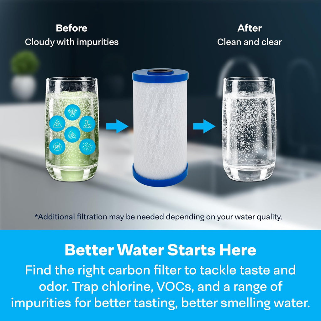 SpiroPure SP-EP-BB 10x4.5 5 Micron NSF Certified Coconut Shell Carbon Block Water Filter Cartridge EP-BB 155548-43 CB-45-1005 (Case of 6)