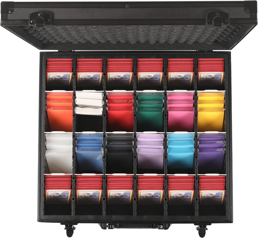 D DACCKIT Trading Card Storage Box with Dividers，Baseball Card Storage Box Holds 6000+ Trading Cards
