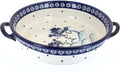 Blue Rose Polish Pottery - Blue Frosty Friend Round Casserole with Handles - 10.25' Diameter - Unique, Dishwasher Safe, & Durable Bakeware