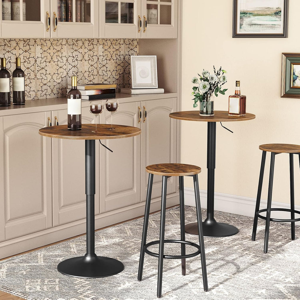HOOBRO Bakers Rack with Power Outlet, Height-Adjustable Round Pub Table, Modern Style, Suitable for Living Room, Dining Room BF07UHB01-BF58BT01G1