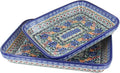 Blue Rose Polish Pottery - Orange Ashley Rectangular Baker Set - 2 Bakers - Unique, Dishwasher Safe, & Durable Bakeware