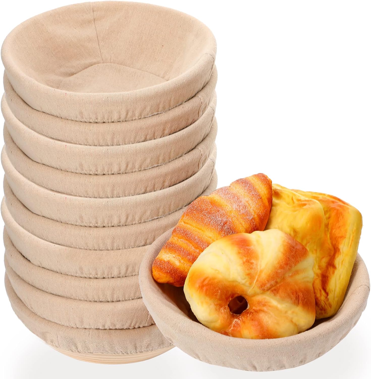 Gejoy 20 Sets Bread Proofing Baskets Bulk Banneton Dough Proofing Bowls Kit with Cloth Liner Sourdough Basket for Home Sourdough Bakers Supplies(Round,9 Inch)