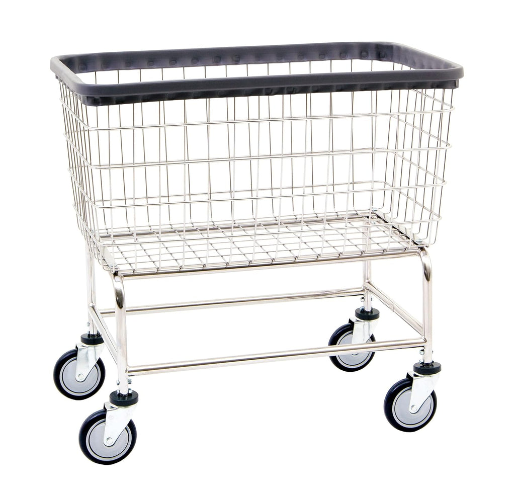 R&B Wire® 200F Extra Large Heavy Duty Wire Laundry Cart | 4.5 Bushel | Steel Frame with Chrome Finish | Commercial Laundry Basket | Industrial Bumper | 5' Clean Wheel System™ Casters