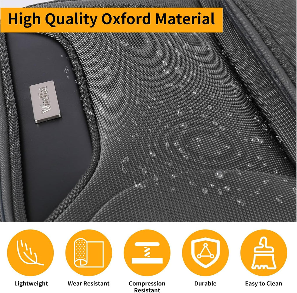 WireHot 3-Piece Softside Expandable Luggage Set with Front Open Pocket, Lightweight and Durable Oxford Fabric Suitcase Set with TSA Lock (Gray, 20in/24in/28in)