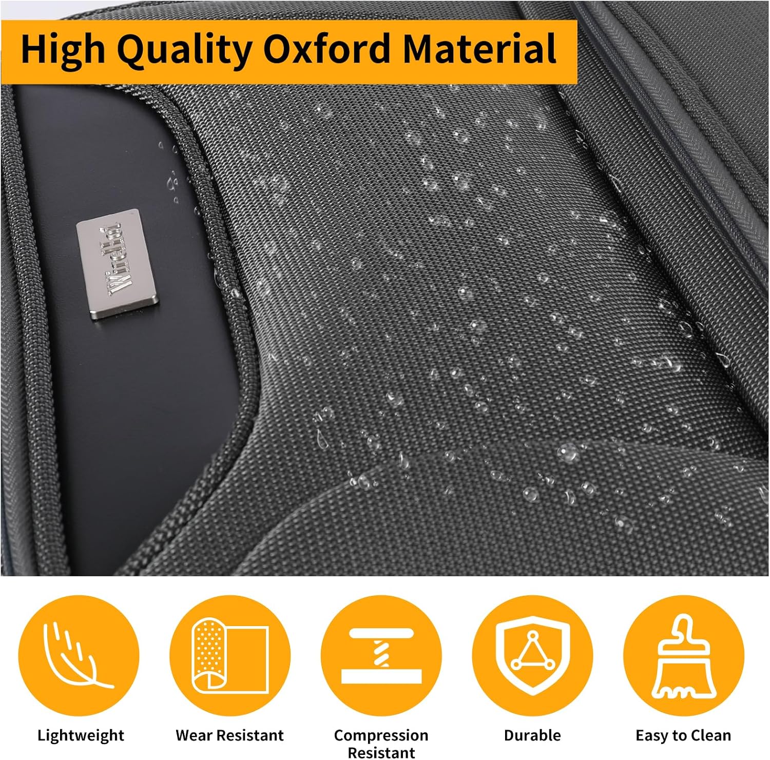 WireHot 3-Piece Softside Expandable Luggage Set with Front Open Pocket, Lightweight and Durable Oxford Fabric Suitcase Set with TSA Lock (Gray, 20in/24in/28in)