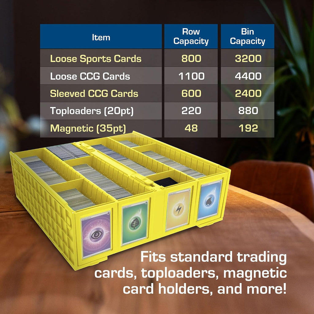 BCW Collectible Card Bin - Yellow | Holds 3200 Cards | Includes 4 Card Storage Partitions - 2 Pack