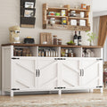 knoworld 63'' Buffet Sideboard with Storage Farmhouse with 4 Doors, Large Kitchen Storage Cabinet Wood Coffee Bar Cabinet Buffet Table with Shelves for Kitchen, Dining Room, Entryway