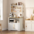 GAOMON Bakers Rack with Power Outlet and USB, Microwave Stand with Storage Cabinet, Coffee Bar Station for Kitchen, Utility Shelf Rack for Spices, 63' Tall, White